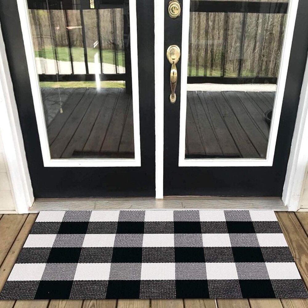 Buffalo Check Rug - Cotton Washable Porch Rugs Durable and Washable Outdoor Rugs
